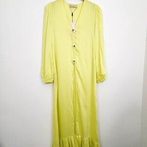 Andrea Degreas Yellow Silk Coverup Maxi Dress XS
